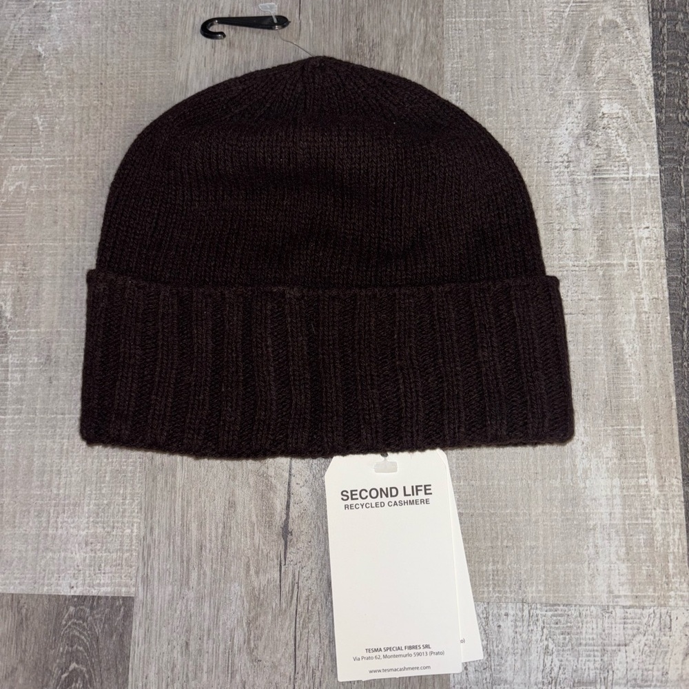 🥥NWT Tesma Cashmere Brown Folded Cuff Beanie